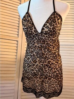 Victoria's Secret Leopard-Print Slip - Tan & Black vintage Y2K